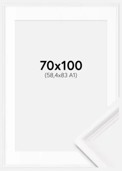 Ramme Gala Hvid 70x100 cm - Passepartout Hvid 59,4x84 cm (A1)