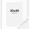 Ramme Gala Hvid 30x40 cm - Passepartout Hvid 21x30 cm