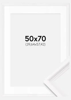 Ramme Gala Hvid 50x70 cm - Passepartout Hvid 16x23 inches