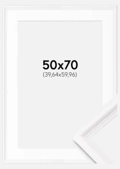 Ramme Gala Hvid 50x70 cm - Passepartout Hvid 16x24 inches