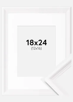 Ramme Gala Hvid 18x24 cm - Passepartout Hvid 13x17 cm