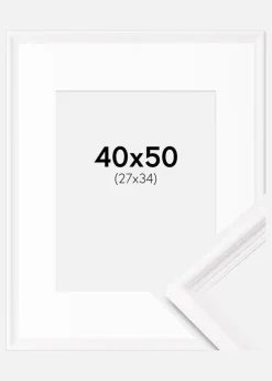Ramme Gala Hvid 40x50 cm - Passepartout Hvid 28x35 cm