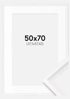 Ramme Gala Hvid 50x70 cm - Passepartout Hvid 15x23 inches