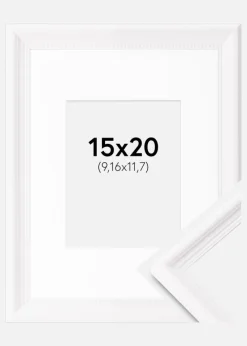 Ramme Gala Hvid 15x20 cm - Passepartout Hvid 4x5 inches
