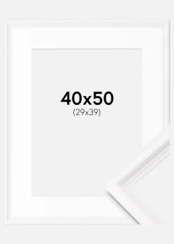 Ramme Gala Hvid 40x50 cm - Passepartout Hvid 30x40 cm