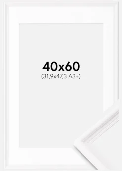 Ramme Gala Hvid 40x60 cm - Passepartout Hvid 32,9x48,3 cm (A3+)