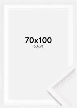 Ramme Gala Hvid 70x100 cm - Passepartout Hvid 61x92 cm
