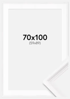 Ramme Gala Hvid 70x100 cm - Passepartout Hvid 60x90 cm