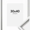Ramme Gala Sølv 30x40 cm - Passepartout Hvid 20x28 cm