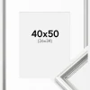 Ramme Gala Sølv 40x50 cm - Passepartout Hvid 27x35 cm