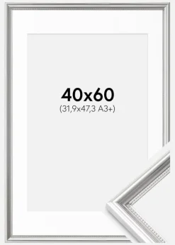 Ramme Gala Sølv 40x60 cm - Passepartout Hvid 32,9x48,3 cm (A3+)