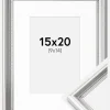Ramme Gala Sølv 15x20 cm - Passepartout Hvid 10x15 cm