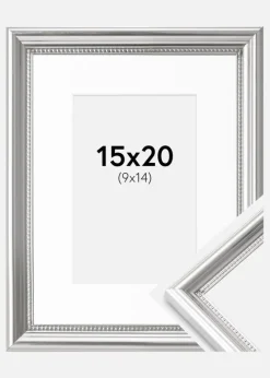 Ramme Gala Sølv 15x20 cm - Passepartout Hvid 10x15 cm