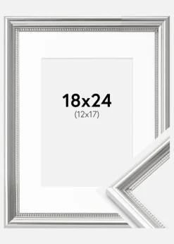 Ramme Gala Sølv 18x24 cm - Passepartout Hvid 13x18 cm