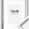 Ramme Gala Sølv 13x18 cm - Passepartout Hvid 3,5x5 inches