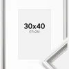 Ramme Gala Sølv 30x40 cm - Passepartout Hvid 18x27 cm