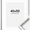 Ramme Gala Sølv 40x50 cm - Passepartout Hvid 11x15 inches