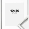 Ramme Gala Sølv 40x50 cm - Passepartout Hvid 30x38 cm