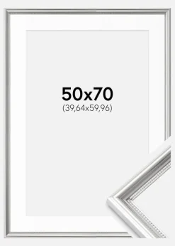 Ramme Gala Sølv 50x70 cm - Passepartout Hvid 16x24 inches