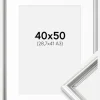Ramme Gala Sølv 40x50 cm - Passepartout Hvid 29,7x42 cm (A3)