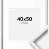 Ramme Gala Sølv 40x50 cm - Passepartout Hvid 30x41 cm