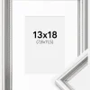 Ramme Gala Sølv 13x18 cm - Passepartout Hvid B7 88x125 mm