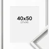 Ramme Gala Sølv 40x50 cm - Passepartout Hvid 28x35 cm
