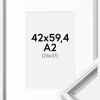 Ramme Gala Sølv 42x59,4 cm (A2) - Passepartout Hvid 25x38 cm