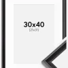 Ramme Gala Sort 30x40 cm - Passepartout Hvid 22x32 cm