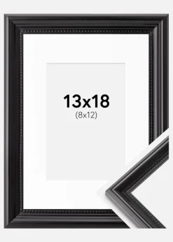 Ramme Gala Sort 13x18 cm - Passepartout Hvid 9x13 cm