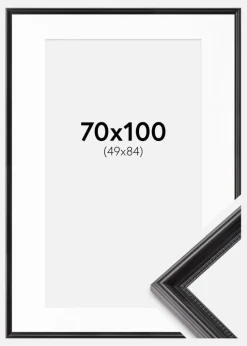 Ramme Gala Sort 70x100 cm - Passepartout Hvid 50x85 cm