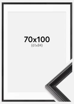 Ramme Gala Sort 70x100 cm - Passepartout Hvid 62x85 cm