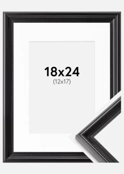 Ramme Gala Sort 18x24 cm - Passepartout Hvid 13x18 cm