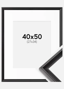 Ramme Gala Sort 40x50 cm - Passepartout Hvid 28x35 cm