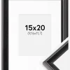 Ramme Gala Sort 15x20 cm - Passepartout Hvid 4x5 inches