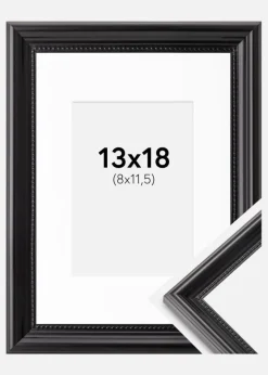 Ramme Gala Sort 13x18 cm - Passepartout Hvid 9x12 cm