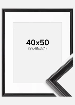 Ramme Gala Sort 40x50 cm - Passepartout Hvid 12x15 inches
