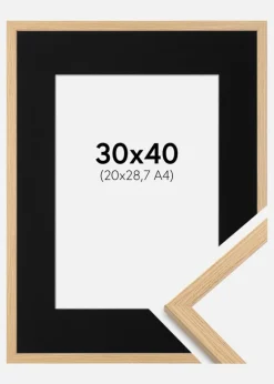 Ramme Galant Eg 30x40 cm - Passepartout Sort 21x29,7 cm (A4)