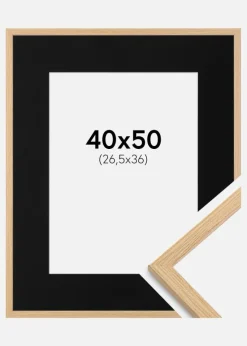 Ramme Galant Eg 40x50 cm - Passepartout Sort 27,5x37 cm