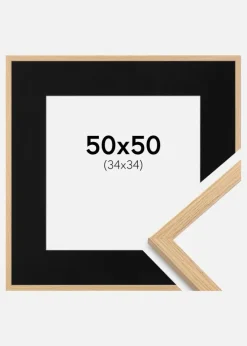 Ramme Galant Eg 50x50 cm - Passepartout Sort 35x35 cm