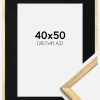 Ramme Galant Guld 40x50 cm - Passepartout Sort 29,7x42 cm (A3)