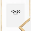 Ramme Galant Guld 40x50 cm - Passepartout Hvid 27x35 cm