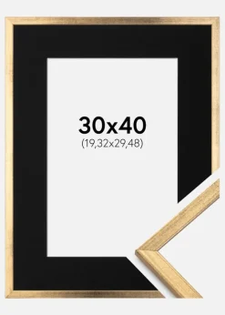 Ramme Galant Guld 30x40 cm - Passepartout Sort 8x12 inches