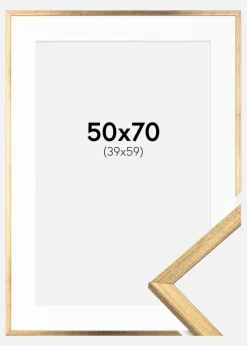 Ramme Galant Guld 50x70 cm - Passepartout Hvid 40x60 cm