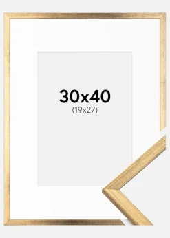 Ramme Galant Guld 30x40 cm - Passepartout Hvid 20x28 cm