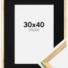 Ramme Galant Guld 30x40 cm - Passepartout Sort 20x30 cm