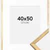 Ramme Galant Guld 40x50 cm - Passepartout Hvid 28x35 cm