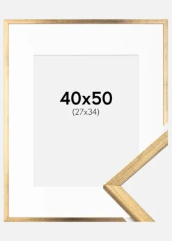 Ramme Galant Guld 40x50 cm - Passepartout Hvid 28x35 cm