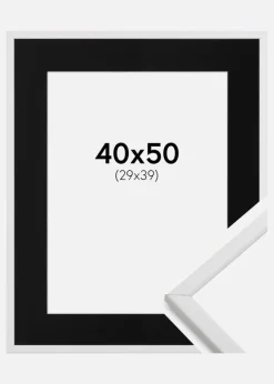 Ramme Galant Hvid 40x50 cm - Passepartout Sort 30x40 cm
