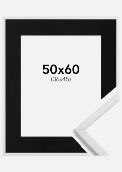 Ramme Galant Hvid 50x60 cm - Passepartout Sort 37x46 cm
